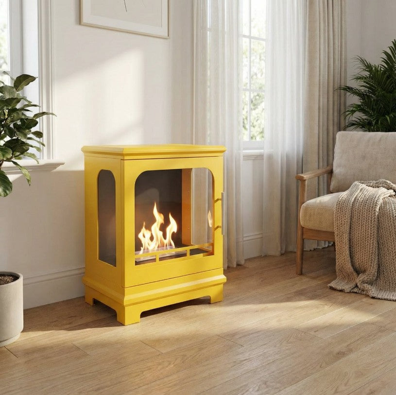 ScandiFlame Contemporary Honolulu Bioethanol Steel Stove Rainbow Multi Colour Range Yellow
