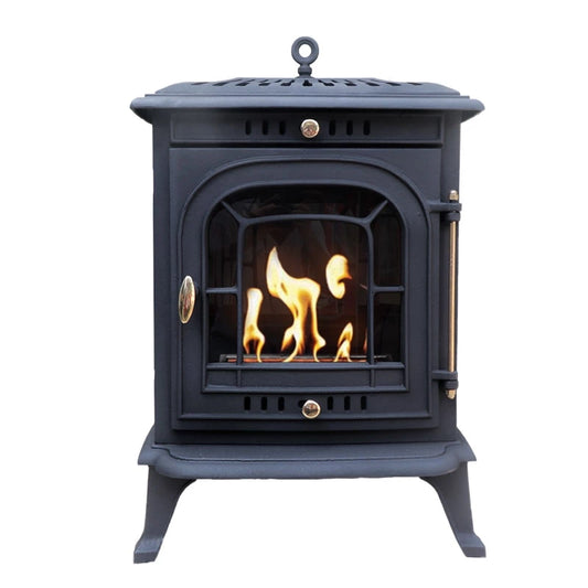 Scandi-Flame Altar Medium Cast Iron Bioethanol Single Door Stove Brass Furniture