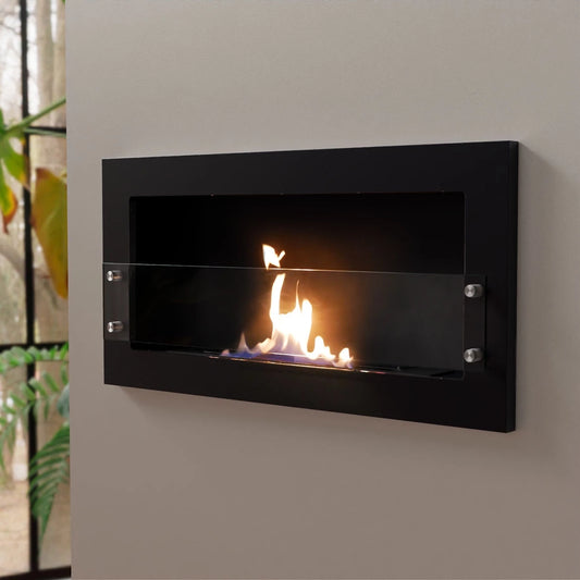 Scandi-Flame Alamo Texas Black Wall-Mounted Bioethanol Wall Fire