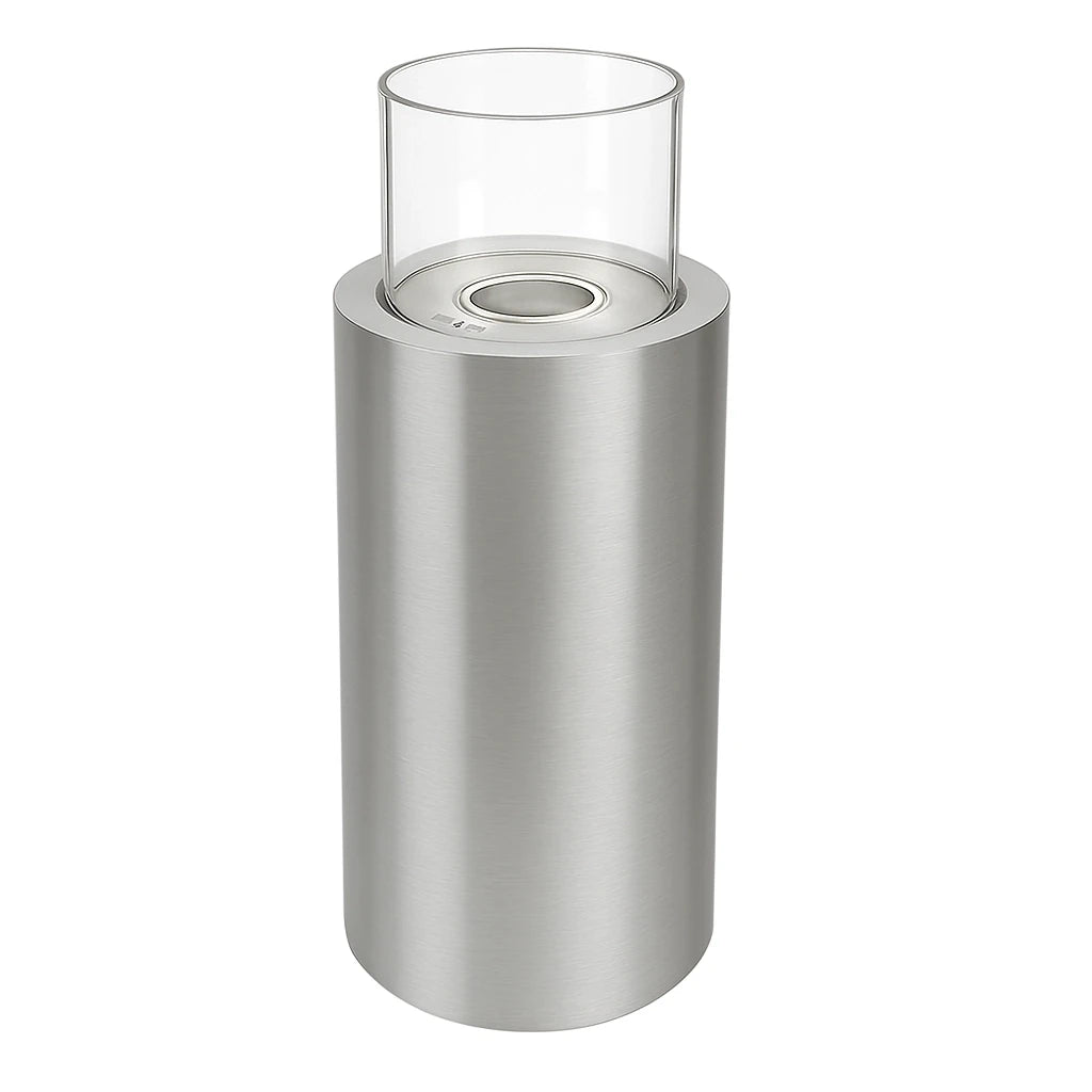 ScandiFlames Dualis Brushed Steel Cylindrical Outdoor or Indoor Bioethanol Pedastol Fire