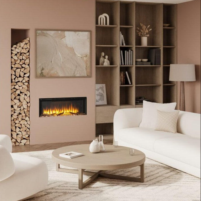 C&J iRange i920e Slimline Multi-Sided Electric Fire with Real Chopped Coppice Log