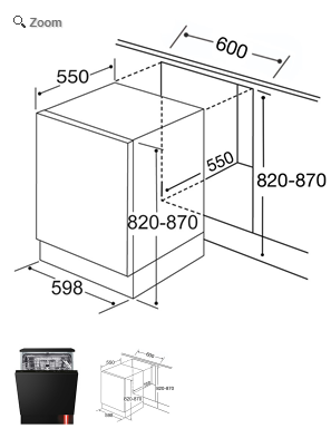 Integrated Dishwasher & Black Glass Canopy Extractor Hood -CDA Appliance Pack: D