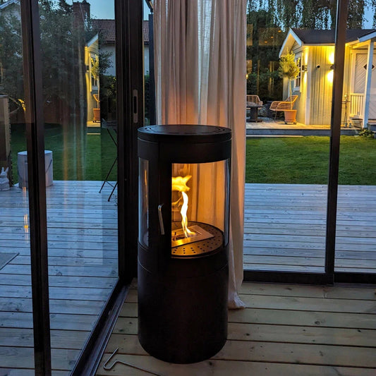 Scandi-Flame Columbas 360 Degree Cylindrical Bioethanol Flueless Fire Real Flame Stove