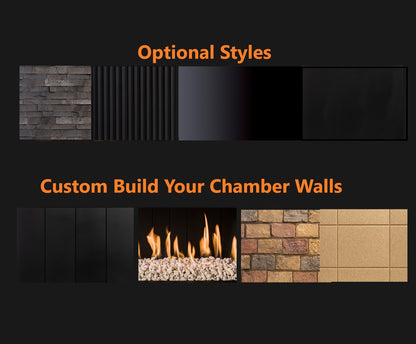 Trimline TL83-1 Front Facing Balanced Flue Gas Fire with Burning Log ,Black Glass Liners.
