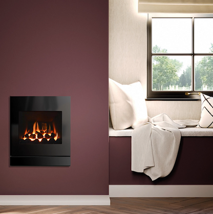 Gazco Logic HE Conventional Flue Coal Effect Gas Fire with Designio2 Black Glass Frame