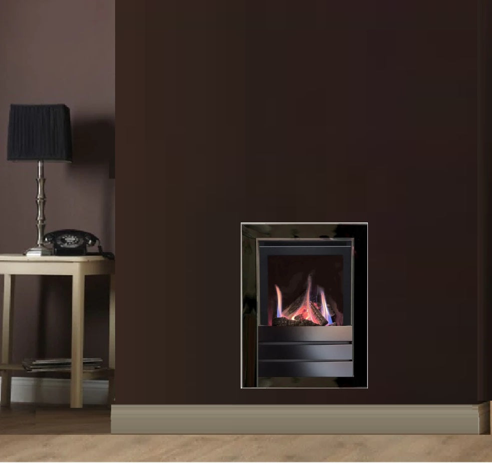 Series S4000W CF Log Effect High Efficiency Hole in the Wall Gas Fire Black Nickel