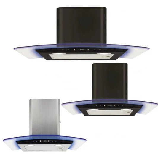 CDA EKP Curved Glass Extractor Cooker Hood with Edge Mood Light in Blue, Red, Green LED