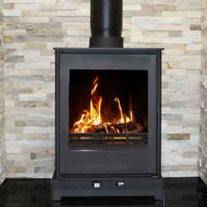 Heat Design Firewarm 5kW Steel Slim Wide Solid Fuel Stove & Chimney Flue Liner Bundle