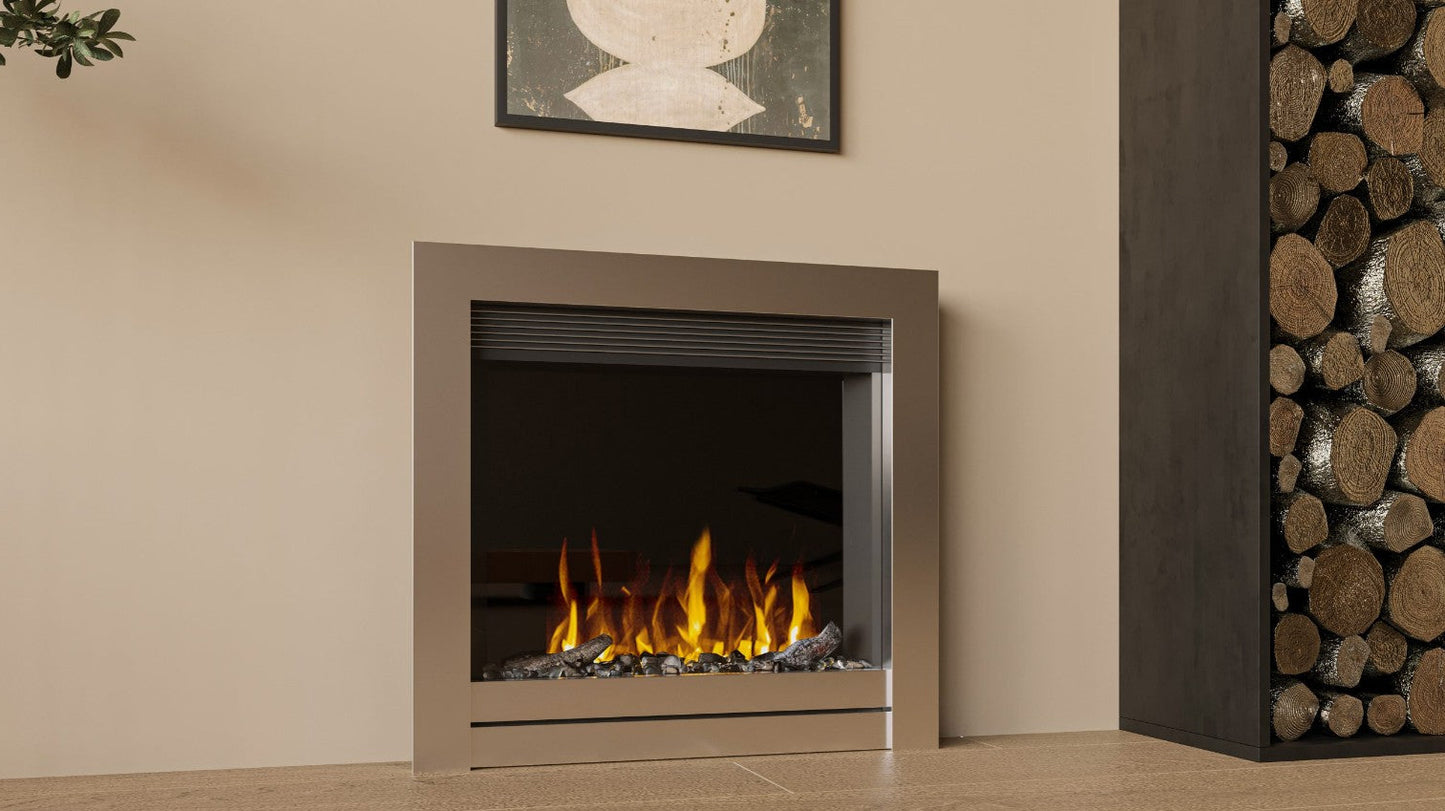 Flamora P610 22" Remote Controlled Electric Fire with Log/ Coal Effect for 16" by 22" Opening