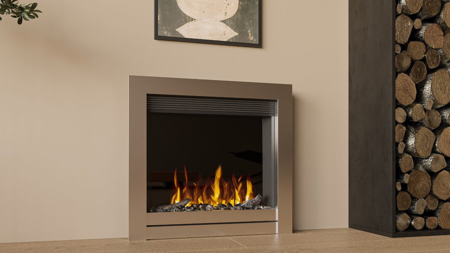 Flamora P610 22" Remote Controlled Electric Fire with Log/ Coal Effect for 16" by 22" Opening