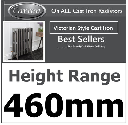 Victorian Cast Iron Radiator–4 Column 14 Section,460 High by W1078 by D140mm, (Primed Grey)
