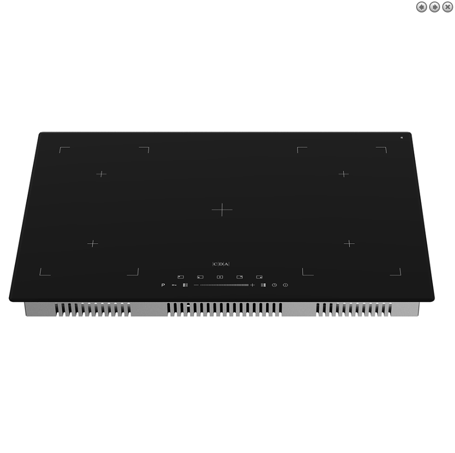 CDA Kitchen Appliance Premium Pack E: Built-In 2 by 13-Function Pyrolytic Ovens with Frameless 5-Zone Induction Hob