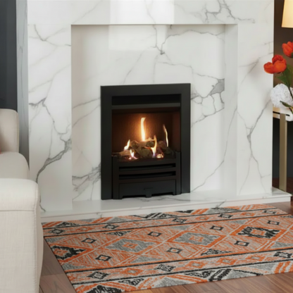 Gazco Logic HE Conventional Flue Log Effect Gas Fire with Black Frame and Front