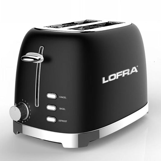 50's Lofra Retro Style 2 Slice Toaster Dolcevita Black | ITANM26E/1 Front On Controls Facing