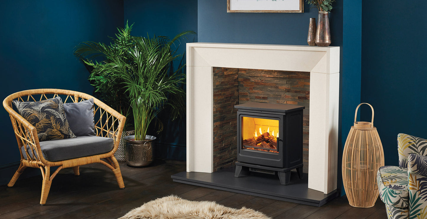 TrueFlame Mulberry 3DX 4K Remote Controlled Electric Stove by Solution Electric Fires