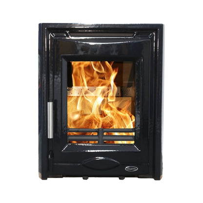 Portland 5 kw Multi-Fuel Solid Fuel Black Enamel Inset Cast Stove 4.6kw