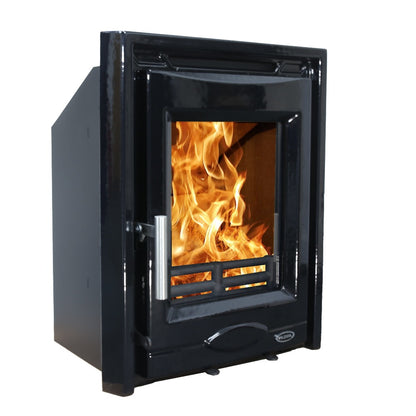 Portland 5 kw Multi-Fuel Solid Fuel Black Enamel Inset Cast Stove 4.6kw