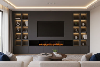 C&J iRange i1500e Slimline Multi-Sided Electric Fire with Real Chopped Coppice Logs Video at TheGasCompany.ie