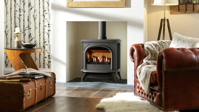 A conventional Gazco Huntingdon 40 clear glass gas stove video and stove range