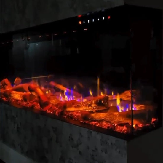 Flame Effect Video of the Flamora PR Panoramic Pulsing Log Electric Feature Wall Fire Range PR1300 PR1500 PR1800