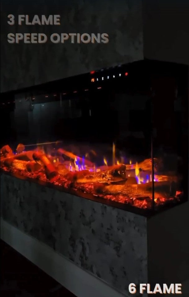 Flame Effect Video of the Flamora PR Panoramic Pulsing Log Electric Feature Wall Fire Range PR1300 PR1500 PR1800