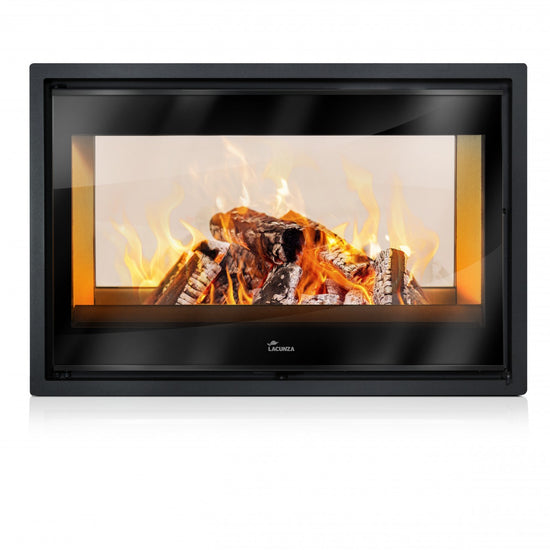 Watch the amzing wood burning features and and design of the Launza 800 Double Sided Wood Burning Stove : Also avaialble as a freestanding unit (At additional cost)