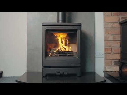 Scanda Orka 5kw Multi Fuel or Freestanding Wood Burning Stove & Flue Chimney Bundle 125mm 9 Meter
