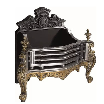 Queen Anne Remote Controlled Gas Basket Fire with tailored Coal Effect Gas Inset Fire