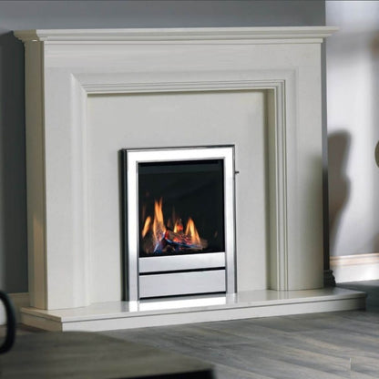 Wildfire Ravel 400 HE Log Effect Slide Control Conventional Flue Gas Fire with Black Nickel & Chrome Contemporary Trim cream fireplace 