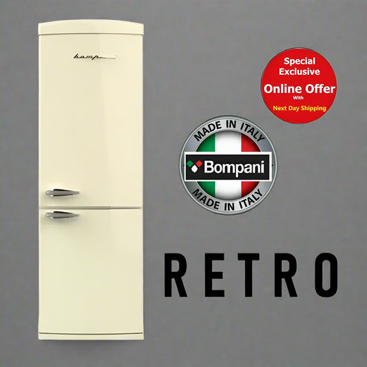 Bompani BOCB606/C Frost Free Retro 50’s Cream Refrigerator 70:30 - 60x188.7x71 cm