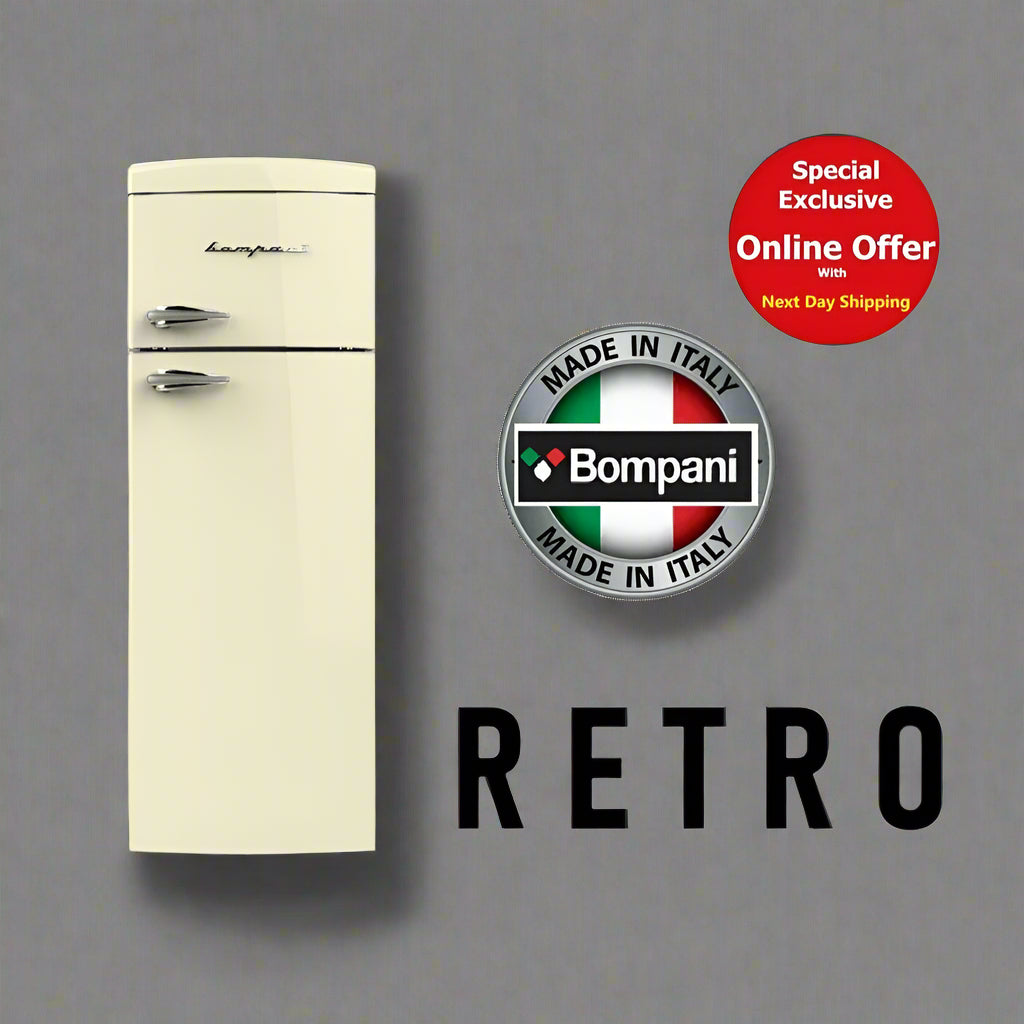 Italian 50’s Retro Styled Refrigerator Bompani BODP615/C Fridge with Ice Box