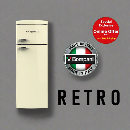 Italian 50’s Retro Styled Refrigerator Bompani BODP615/C Fridge with Ice Box