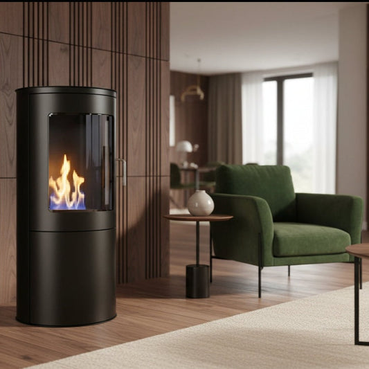 Scandi-Flame Richmond Semi Cylindrical Bioethanol Flueless Real Flame Modern Stove