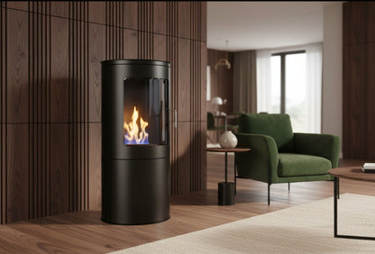 Scandi-Flame Richmond Semi Cylindrical Bioethanol Flueless Real Flame Modern Stove