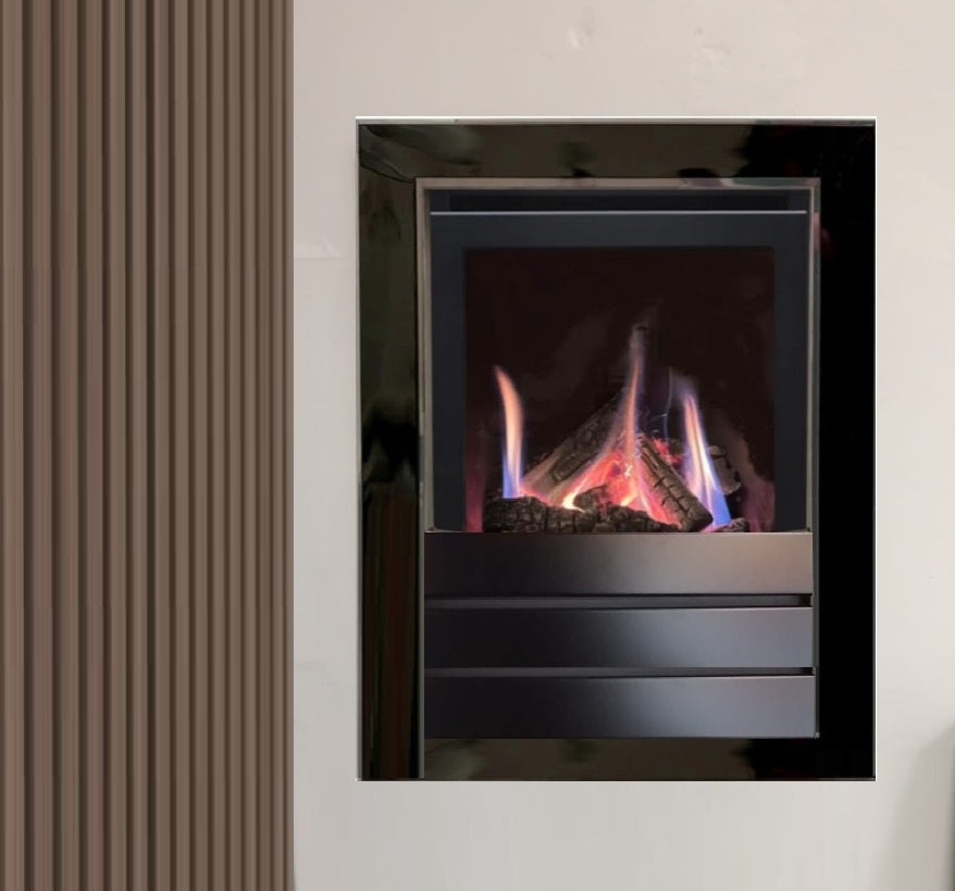 Series S4000W CF Log Effect High Efficiency Hole in the Wall Gas Fire Black Nickel