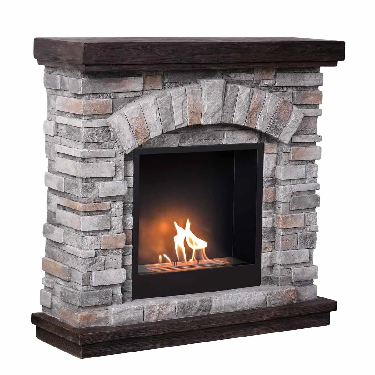 Scandiflame Ask Bioethanol Fireplace Suite & Mantel Base in Polystone with Bioethanol Fire