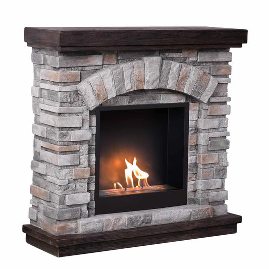 Scandiflame Ask Bioethanol Fireplace Suite & Mantel Base in Polystone with Bioethanol Fire