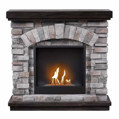 Scandiflame Ask Bioethanol Fireplace Suite & Mantel Base in Polystone with Bioethanol Fire
