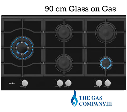 Simfer TGCSIMH9G Gas on Glass 5 Burner 90cm Gas Hob with Cast Pot Supports