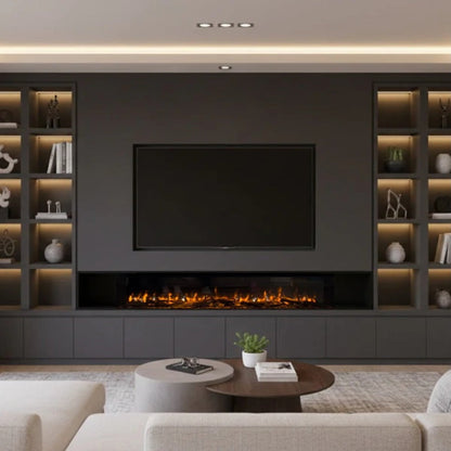 C&J iRange i1500e Slimline Multi-Sided Electric Fire with Real Chopped Coppice Logs