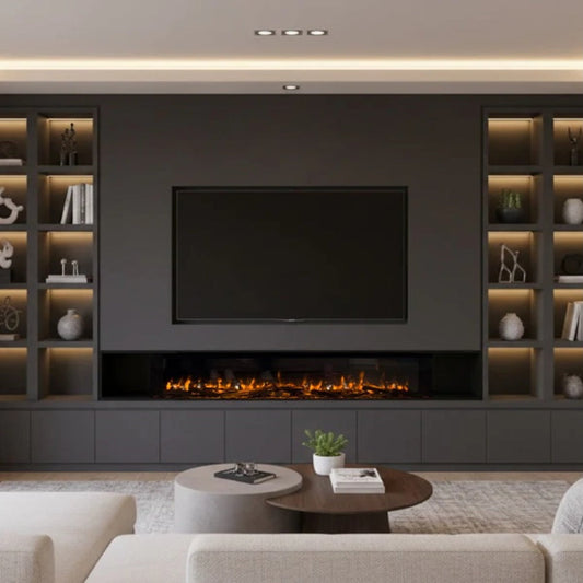 C&J iRange i1500e Slimline Multi-Sided Electric Fire with Real Chopped Coppice Logs