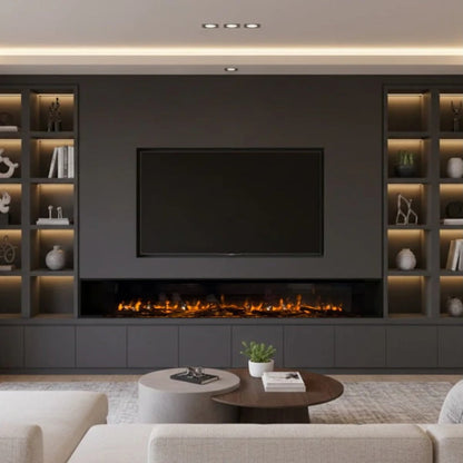C&J iRange i2000e Slimline Multi-Sided Electric Fire with Real Chopped Coppice Logs