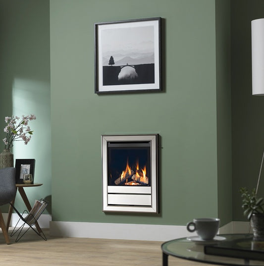 Wildfire Ravel 400 HE Log Effect Hole in The Wall Slide Control Chrome Chinmey Gas Fire