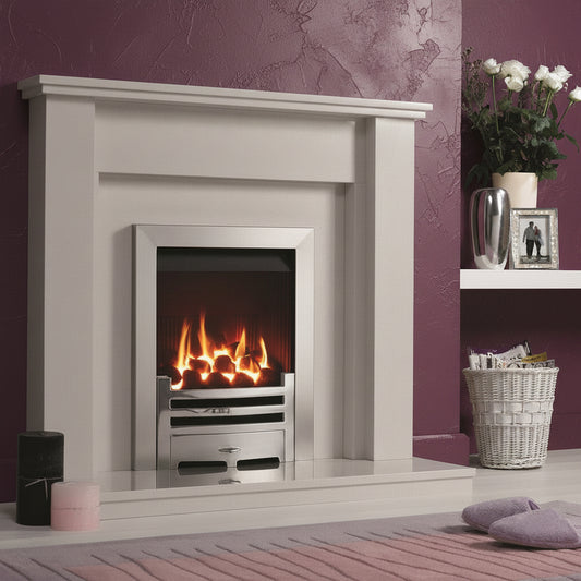 Gazco Logic HE Balanced Flue Coal Effect Gas Fire with Brushed Steel Frame and Front