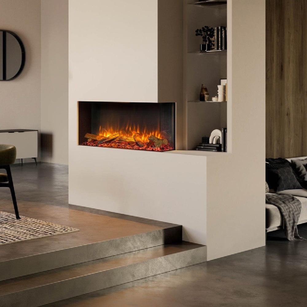Gazco "NEW" eReflex 110RW Multi Sided Electric Log Effect Fire - Corner Installation fitting