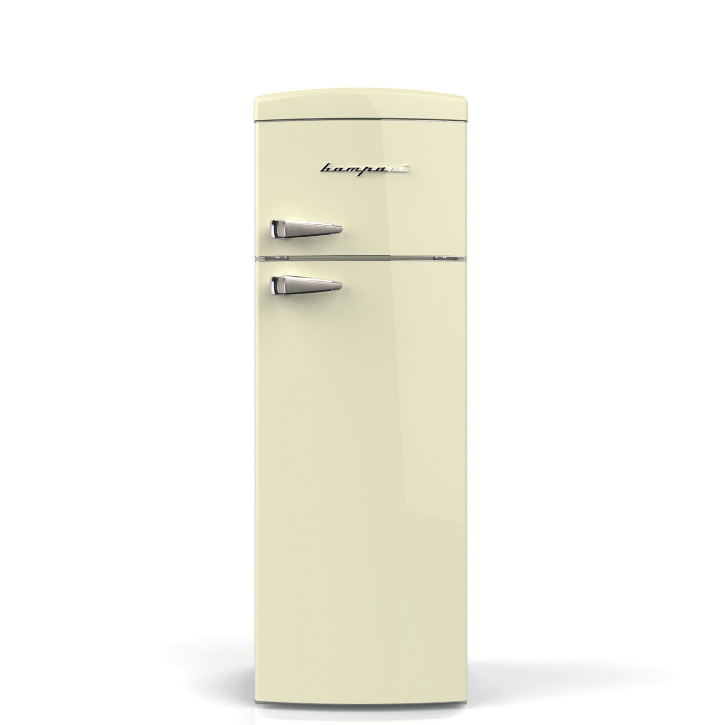Bompani Italian Cream Retro Fridge with Short Small Top Freezer Cream. 60x171x64.5 cm.