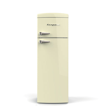 Bompani Italian Cream Retro Fridge with Short Small Top Freezer Cream. 60x171x64.5 cm.