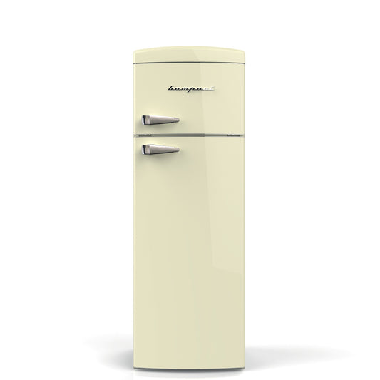 Bompani Italian Cream Retro Fridge with Short Small Top Freezer Cream. 60x171x64.5 cm.