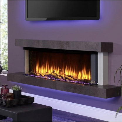 C&J iRange i1100e Slimline Multi-Sided Electric Fire with "REAL" CHOPPED WOOD LOGS