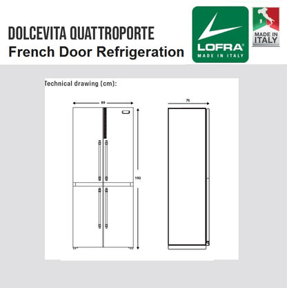 Lofra Dolcevita GFR S NM 817 Stainless French 4 Door Frost Free Refrigerator Fridge Freezer 80cm